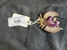Norwegian Designer: Silver gilt and enamel brooch by David Anderson in the form of a bird of