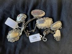 Hallmarked Silver: 18th/19th cent. Wine labels London makers, Sherry Charles Riley, Gin John