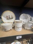 An extremely rare Peover Staffordshire teacup and saucer painted with classical urns and festoons of