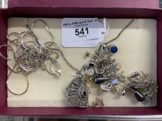 Jewellery: White metal seven pairs of assorted earrings plus three necklets, all test as silver.