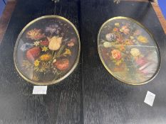 20th cent. European School: Floral still life, oil on hard board, oval framed on rectangular