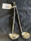 Hallmarked Silver: Scottish horn handle toddy ladle with thistle finial, David Crichton Rait,