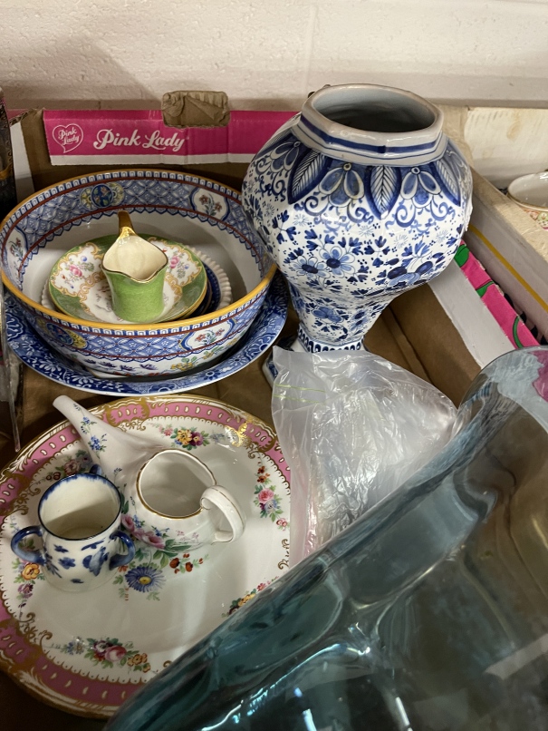 20th cent. Ceramics, glass and metalware. Minton bowl A/f, floral and gilt plates a pair, two Minton - Image 2 of 2