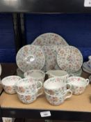 Early 20th cent. Ceramics: Minton Haddon Hall twenty-one piece tea set, plus a spare sugar bowl.