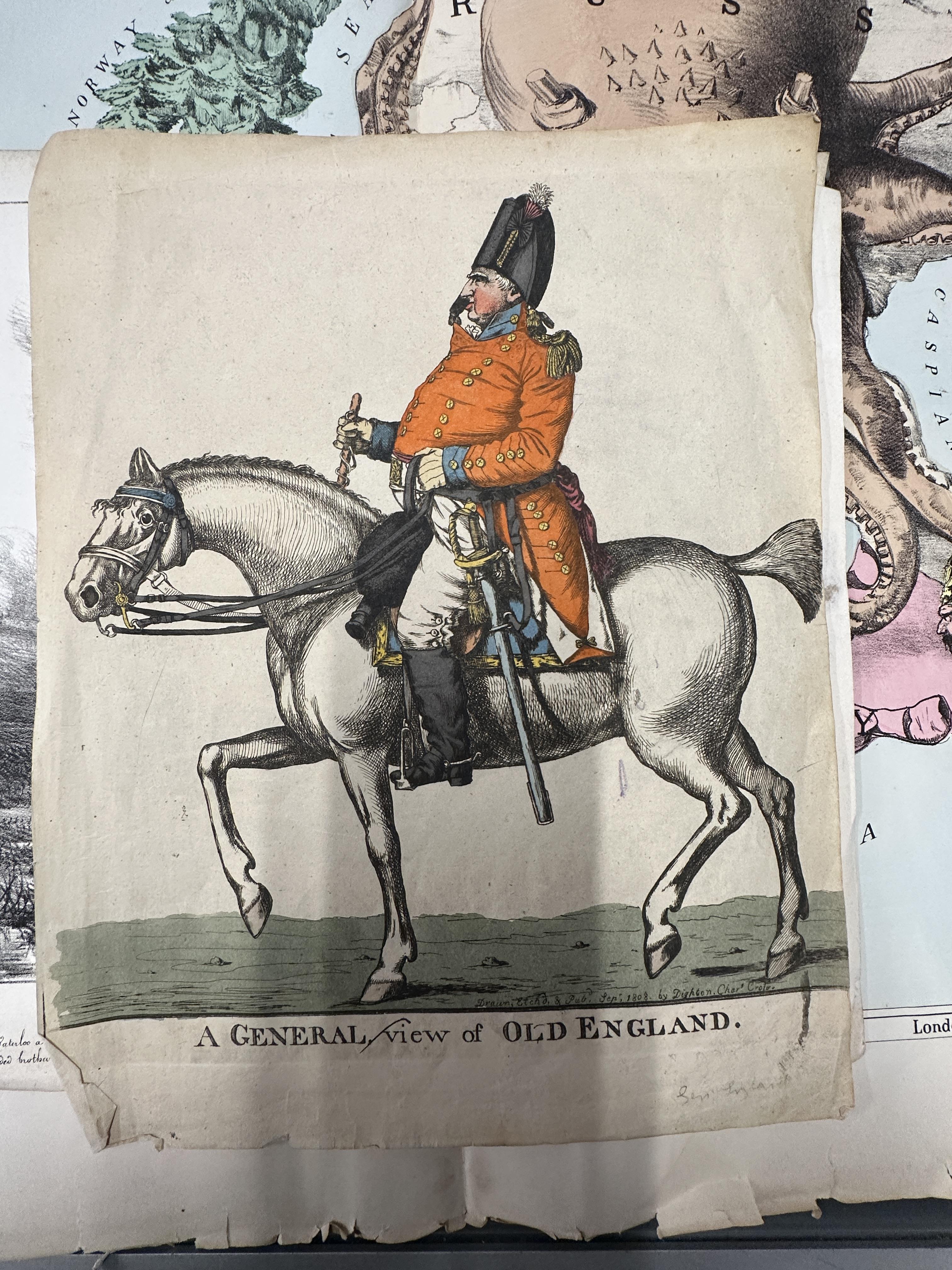 19th cent. Scrap album containing etchings, engravings, coloured lithographs, and pencil studies, - Image 3 of 8