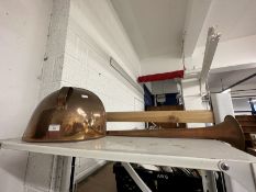 20th cent. Copper: Post horn and fire guard.