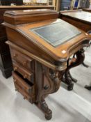 Late 20th cent. Mahogany Davenport with four drawers on either side, the slope over eight drawers