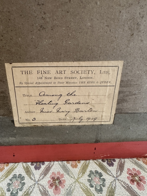 20th cent. Irish School: Among the Floating Gardens, Fine Art Society label on reverse 1861-1931 - Image 2 of 2