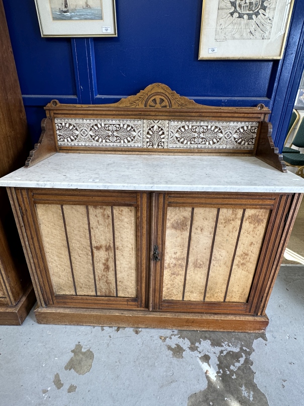 Arts & Crafts: Burr maple single wardrobe with stylised mons. 46ins. x 84½ins. x 18½ins. With - Image 2 of 2