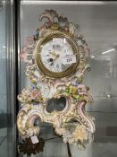 Clocks: French porcelain mantel or table clock, white enamel face, Maple & Co. Ltd. Paris, blue