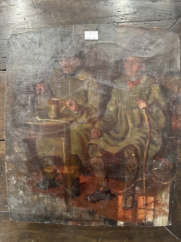 19th cent. Arthur Claude Cooke - Attributed: Oil on canvas, figures on a beach, reeds, sheep, timber - Image 3 of 4