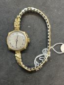 Watches: Ladies Rolex wristwatch 9ct gold case, silver coloured dial, black Roman numerals on a