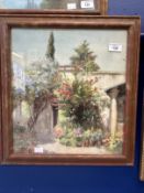 20th cent. Irish School: A patio at Cuentia, Fine Art Society label on reverse 1861-1931 Miss Mary