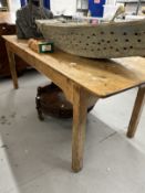 Late 19th cent. Pine refectory style kitchen table.