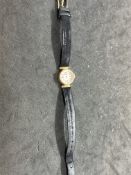 Watches: Ladies yellow metal Longines cocktail watch, 15mm circular silver coloured dial on a