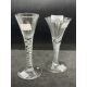 18th cent. Wine glasses drawn trumpet bowls one on a mercury spiral stem, the other air twist - Image 1 of 3