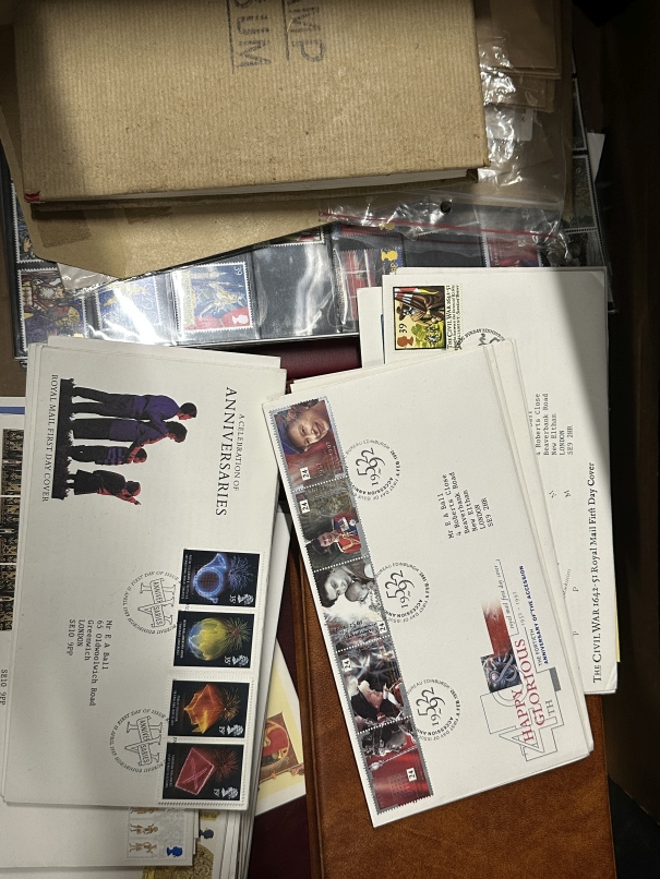 Stamps: First day covers, three albums and one stockbook of 20th century mainly used World stamps,