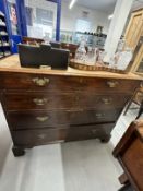 19th cent. Mahogany chest of four long drawers on bracket feet. Approx. 36ins. x 44ins. x 21ins.