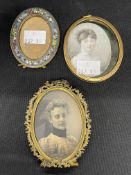 Objects of Virtu:19th cent. Ivory portrait miniature of a young woman in a gilt oval frame Ivory