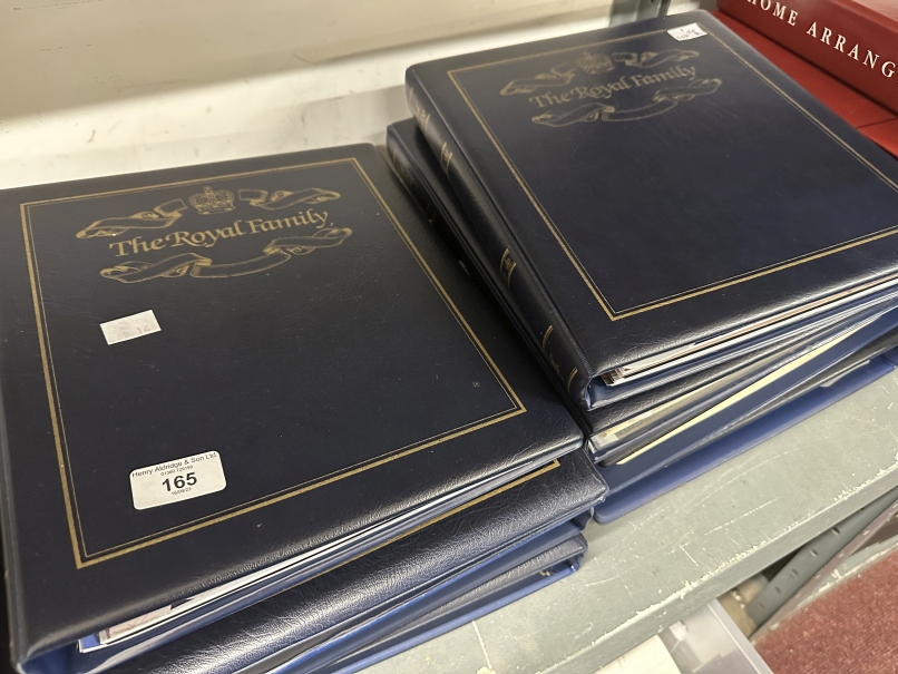 First Day Covers: "The Royal Family" bound volume with stamps, coins, etc 8 in total.
