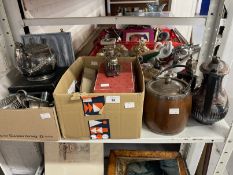 Plated Ware: Plated cutlery including boxed sets, teapots, coffee pot, biscuit barrel, gravy boat,