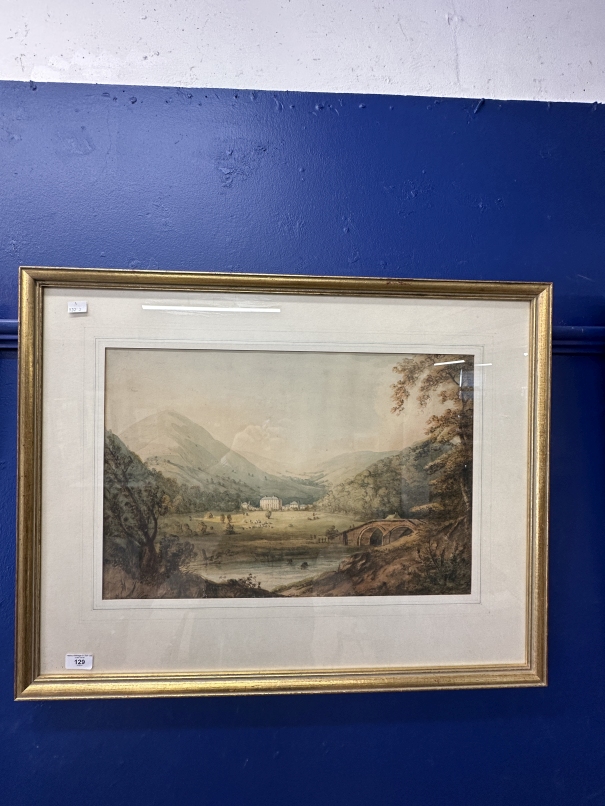 18th cent. English School: Amos Green 1735 - 1807 unsigned "Stately Home with Hills Beyond".