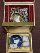 Costume Jewellery: Earrings, necklaces & rings plus two enamelled compacts.