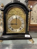 Clocks: 19th cent. French ebonised bracket clock, mercury silvered spandrels, chapter ring, Roman