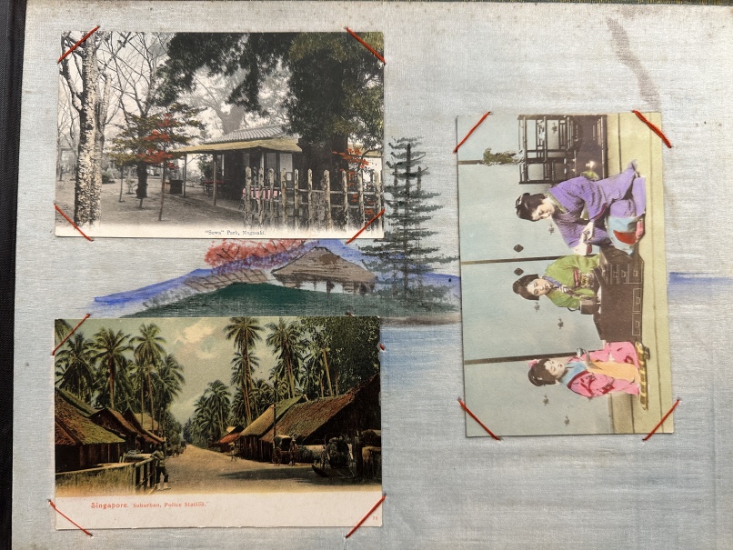 Early 20th cent. Black lacquer albums of Chinese, Japanese and Maltese postcards from the early 20th - Image 3 of 5