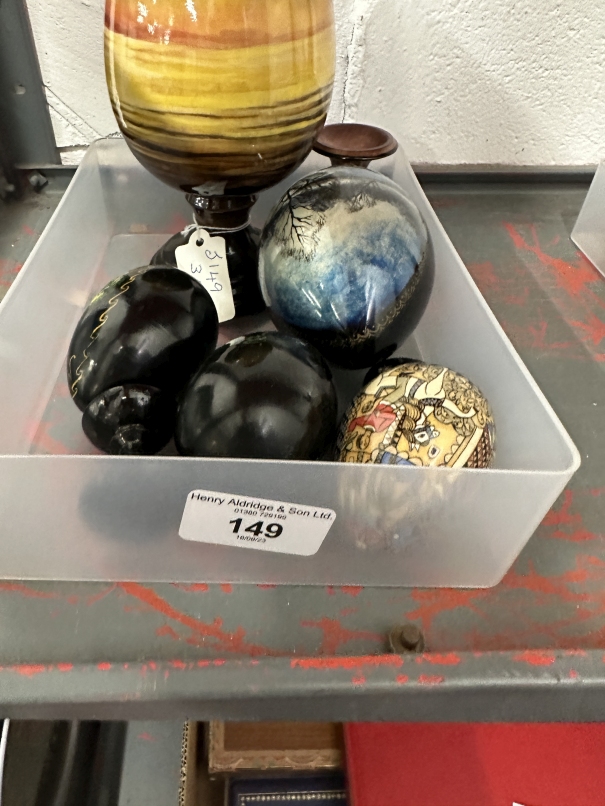 20th cent. Objects of Virtu: Russian Easter Eggs, with studies depicting a church, a river scene,