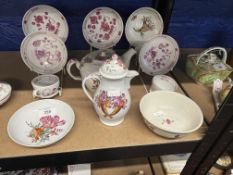 Late 18th cent. Thuringian porcelain teaware, including a Wallendorf teapot and cover, a