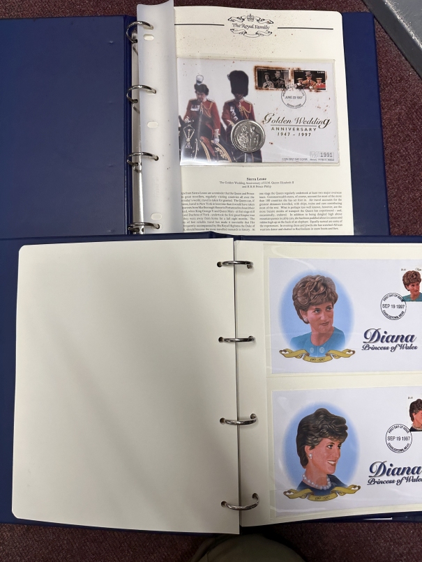 First Day Covers: "The Royal Family" bound volume with stamps, coins, etc 8 in total. - Image 2 of 2