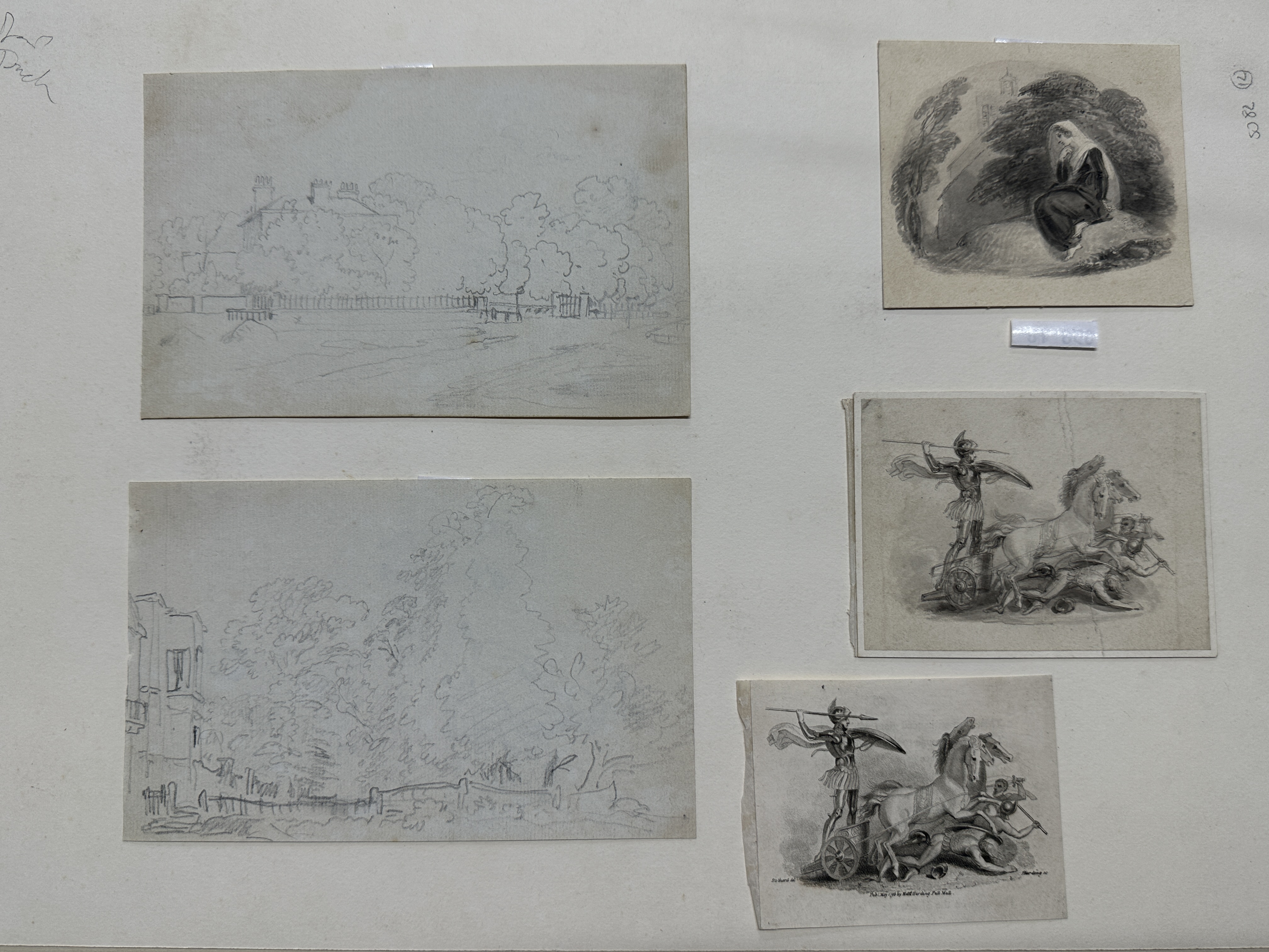 Thomas Stothard (1755-1834): Ink studies, woman seated on a rock, Trojan war charioteer and - Image 2 of 2