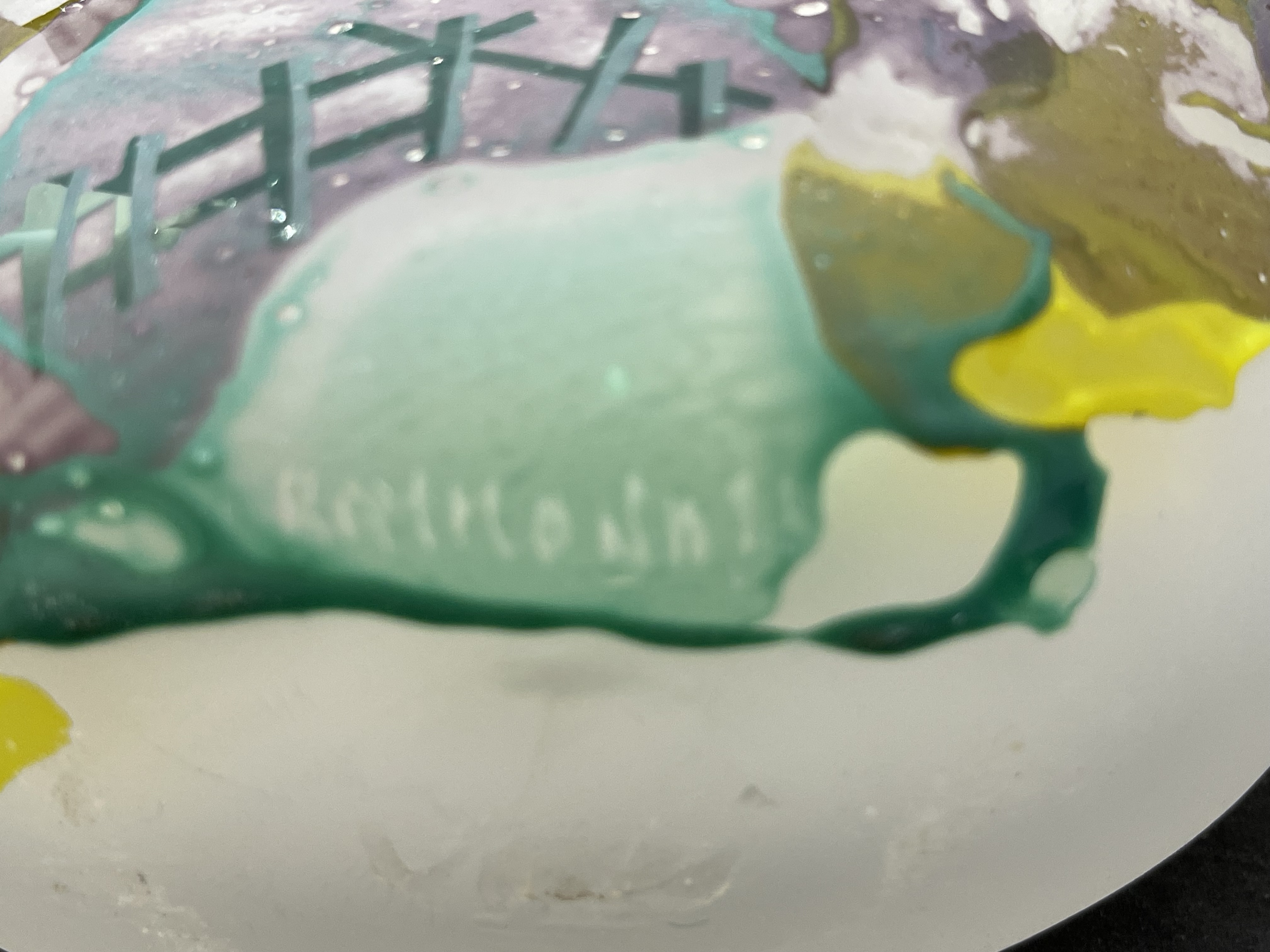 Frosted Art Glass: Vases with overlay decoration depicting ruined buildings, possibly Hiroshima, one - Image 3 of 4