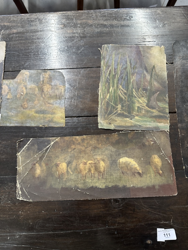 19th cent. Arthur Claude Cooke - Attributed: Oil on canvas, figures on a beach, reeds, sheep, timber - Image 2 of 4