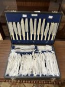 Cutlery: A six place setting canteen of cutlery. (teaspoons missing).