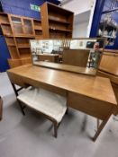 Richard Hornby Design: Dressing table with stool in Afromosia for Fyne Ladye Furniture. Mounted with