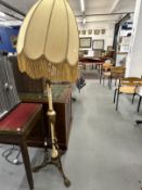 Lighting: Early 20th cent. Empire style gilt brass and white bakelite standard lamp, centre column