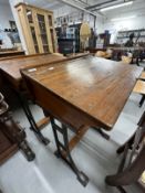20th cent. Child's weathered pine school flip top desk, a pair.