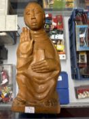 20th cent. Sculpture: Mabel Pakenham-Walsh, British (1937-2013) figural wood carving 'Justice'