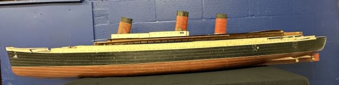 CUNARD: Excellent draughtsman's scratch built model of R.M.S. Queen Mary, comes with a book of