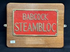 ROYAL NAVY: Babcock Steambloc bronze boiler plate by repute H.M.S. London. 14ins. x 8½ins.