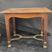 WHITE STAR LINE: R.M.S. Majestic mahogany side table marked Majestic Saloon with bronze drop in