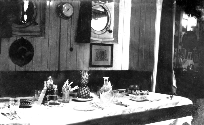 WHITE STAR LINE: Original Bell Album silver nitrate image showing White Star items on a linen