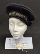MOVIES/FILMS: Original prop crewman's cap from James Cameron's Titanic worn in Bridge and Deck