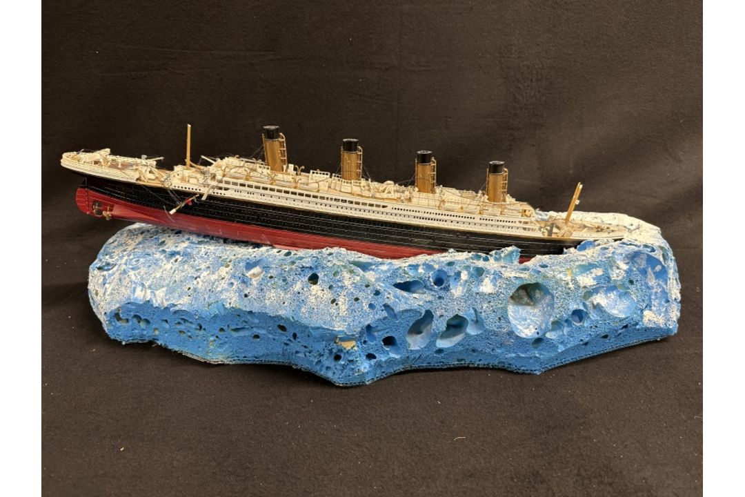 R.M.S. TITANIC: Scratch build diorama showing Titanic's wreck site. 47ins. x 12ins. Plus another - Image 1 of 5