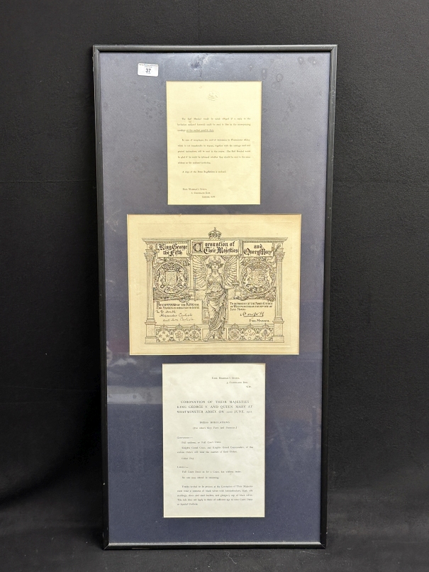 HARLAND AND WOLFF: Invitation to the Coronation of King George V and Queen Mary to Rt. Hon.