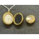 Jewellery: Yellow metal oval hinged locket set with multicoloured agate and an oval brooch - Image 3 of 3