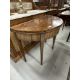 19th cent. Mahogany demi lune tea table inlaid with boxwood stringing, on tapering supports. - Image 1 of 3