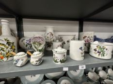 Portmeirion dinner and tea ware, mugs and saucers, a pair, teacups and saucers x 3, three